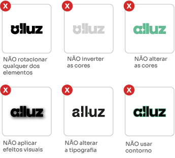 Exemplos de usos incorretos do logotipo