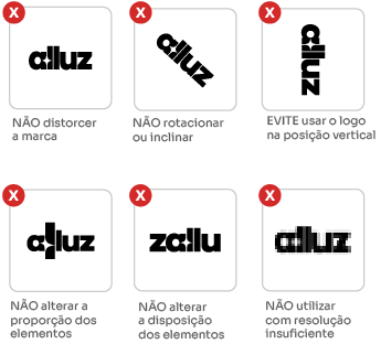 Exemplos de usos incorretos do logotipo